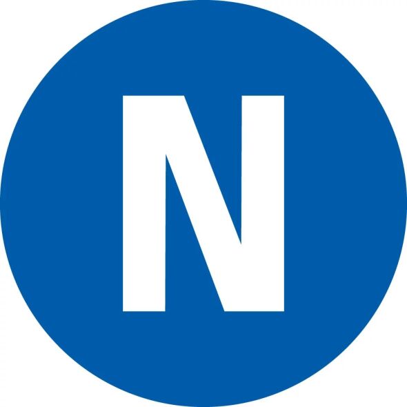 Leiterkennzeichen Neutralleiter N blau-weiß PET laminiert Folie selbstklebend d=12,5 mm 500 St./Rolle