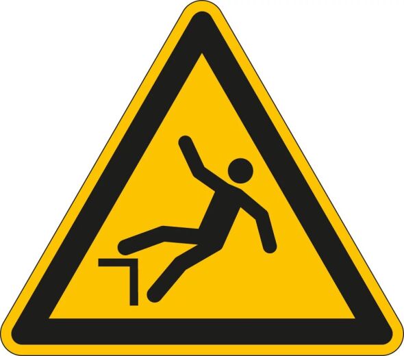 Warnschild Warnung vor Absturzgefahr Dreieck gelb-schwarz Folie selbstklebend Schenkellänge 100 mm 1 Stück