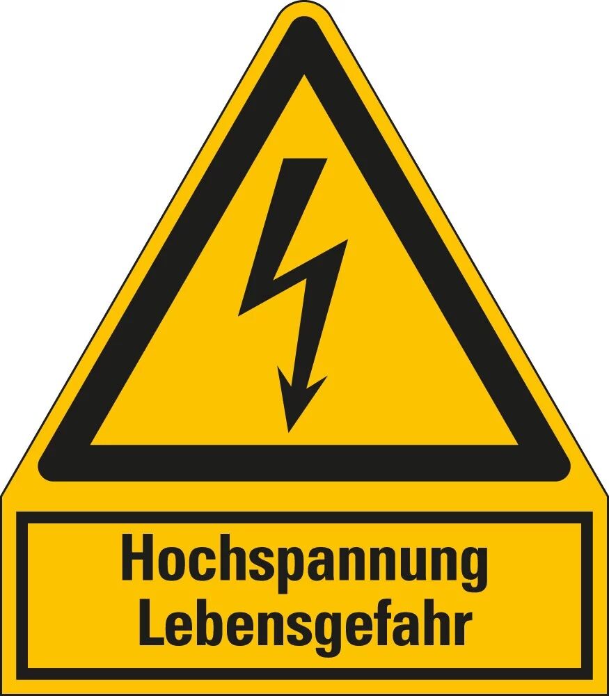 Kombi-Warnschild Hochspannung Lebensgefahr Blitzpfeil Kunststoff 210 mm x 240 mm 1 Stück