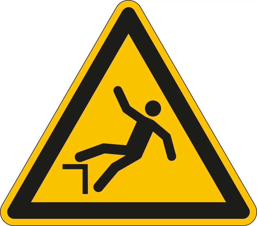 Warnschild Warnung vor Absturzgefahr Dreieck gelb-schwarz Folie selbstklebend Schenkellänge 100 mm 1 Stück