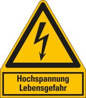 Kombi-Warnschild Hochspannung Lebensgefahr Blitzpfeil Kunststoff 210 mm x 240 mm 1 Stück