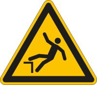 Warnschild Warnung vor Absturzgefahr Dreieck gelb-schwarz Folie selbstklebend Schenkellänge 100 mm 1 Stück