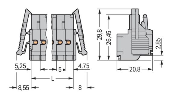 2-Leiter-Federleiste 231-2112/037-000