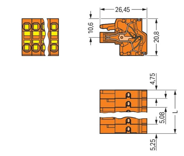 2-Leiter-Federleiste 231-2310/026-000