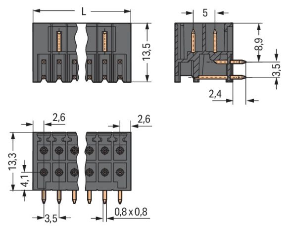 THR-Stiftleiste 2-reihig 713-1426/105-000/997