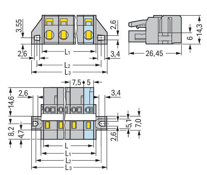 1-Leiter-Federleiste 231-207/027-000