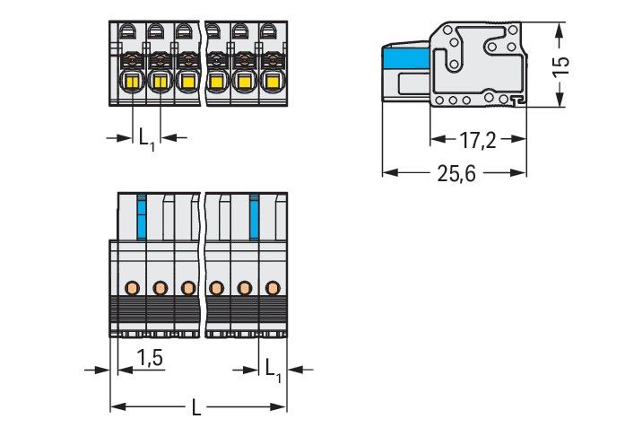1-Leiter-Federleiste 2721-114/026-000