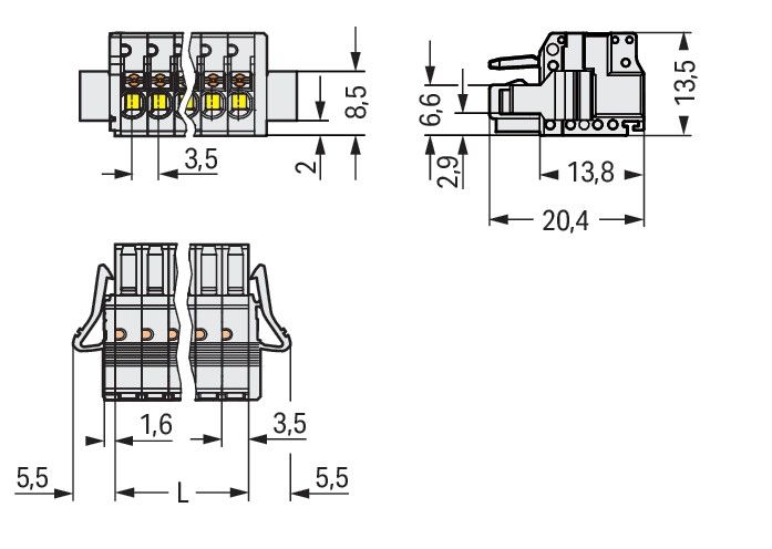 1-Leiter-Federleiste 2734-108/037-000