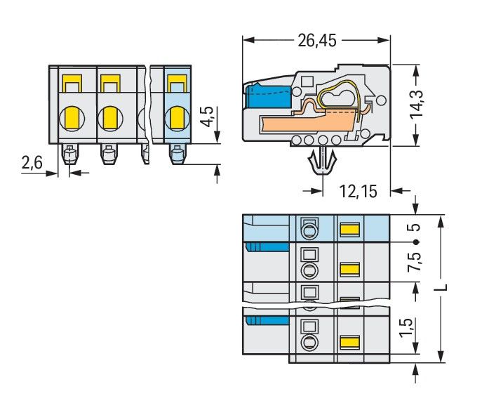 1-Leiter-Federleiste 721-203/008-000/037-