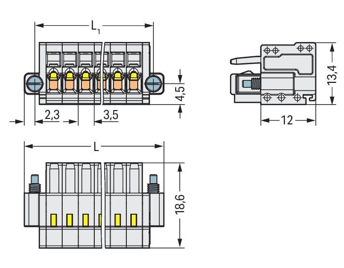 1-Leiter-Federleiste 734-104/107-000