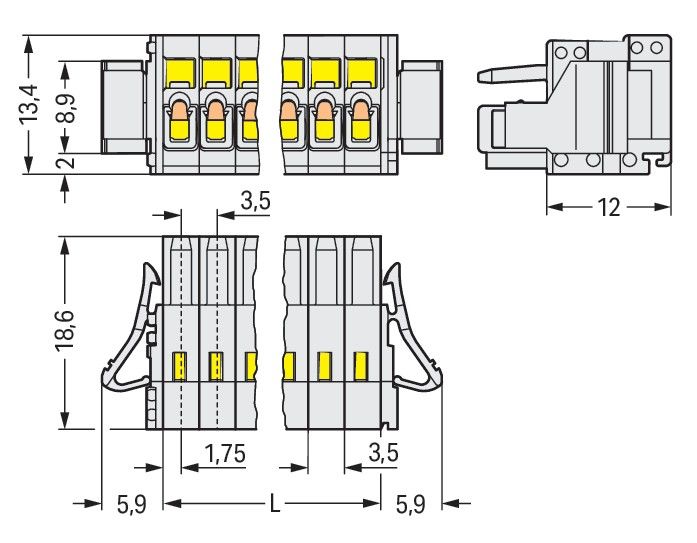 1-Leiter-Federleiste 734-106/037-000