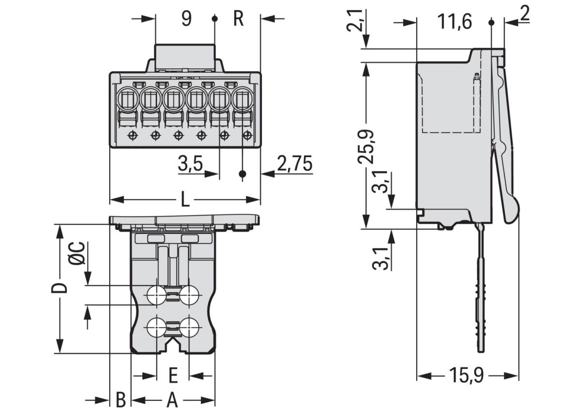 1-Leiter-Stiftleiste 2091-1504/002-000