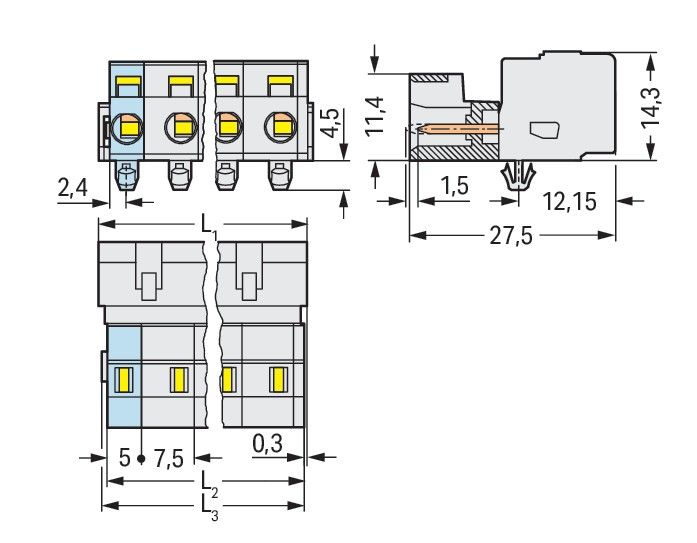 1-Leiter-Stiftleiste 723-604/018-000