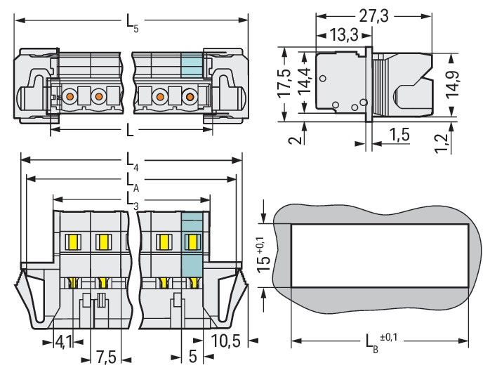 1-Leiter-Stiftleiste 723-610/114-000