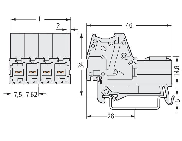 1-Leiter-Stiftleiste 831-3205/007-000