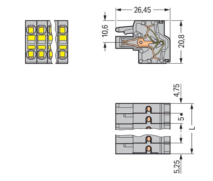 2-Leiter-Federleiste 231-2116/026-000