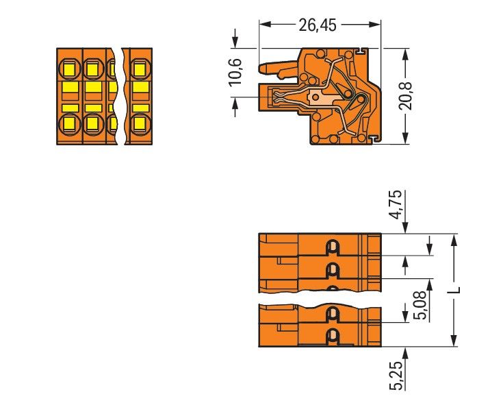 2-Leiter-Federleiste 231-2303/026-000