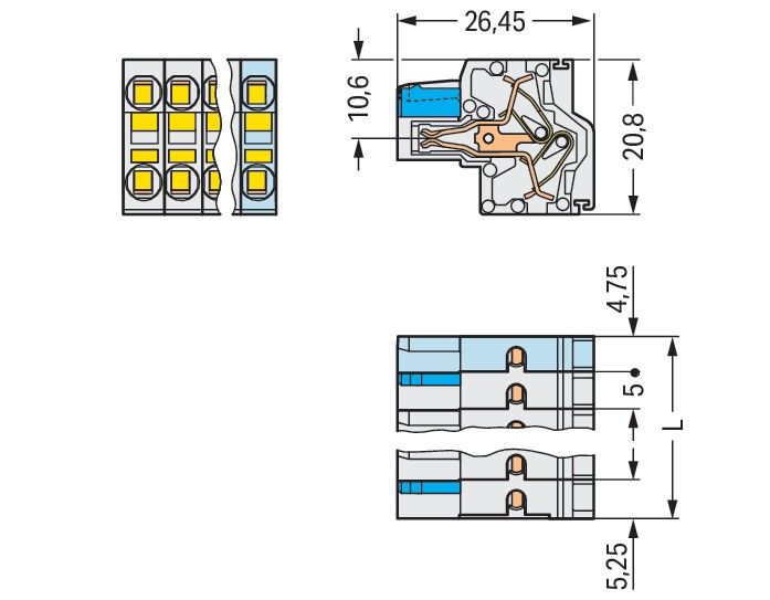 2-Leiter-Federleiste 721-2116/026-000