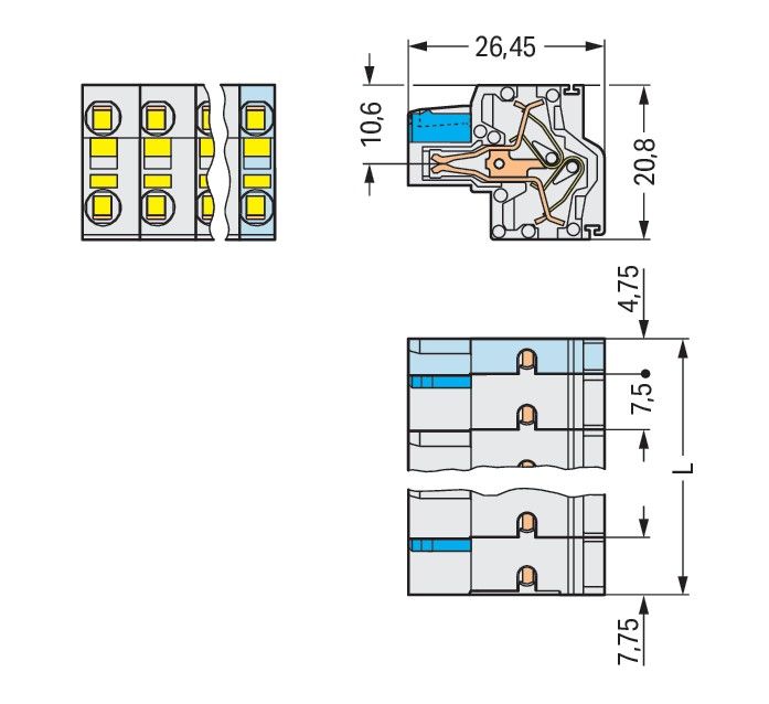 2-Leiter-Federleiste 721-2202/026-000