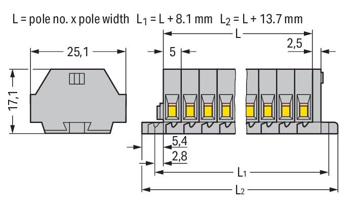 2-Leiter-Klemmenleiste 260-103