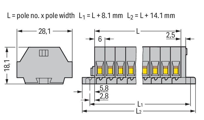 2-Leiter-Klemmenleiste 261-103