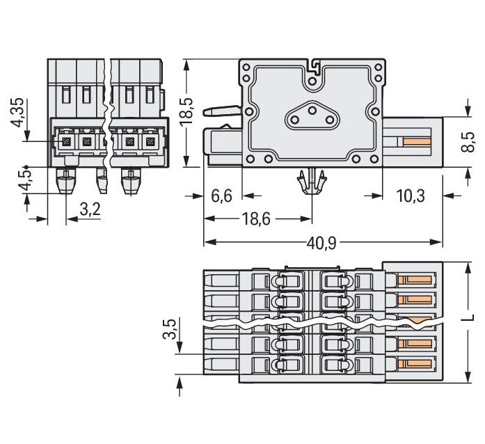 2-Leiter-Kombistecker 734-368/008-000