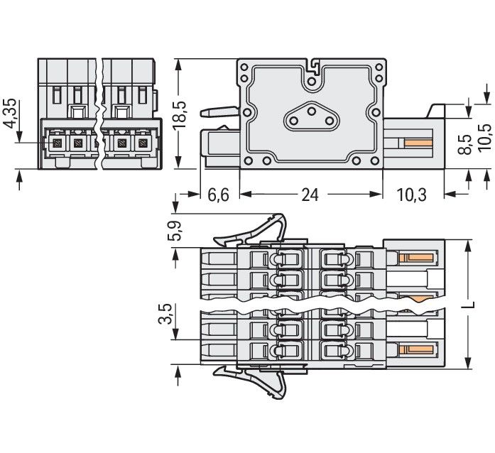 2-Leiter-Kombistecker 734-370/037-000