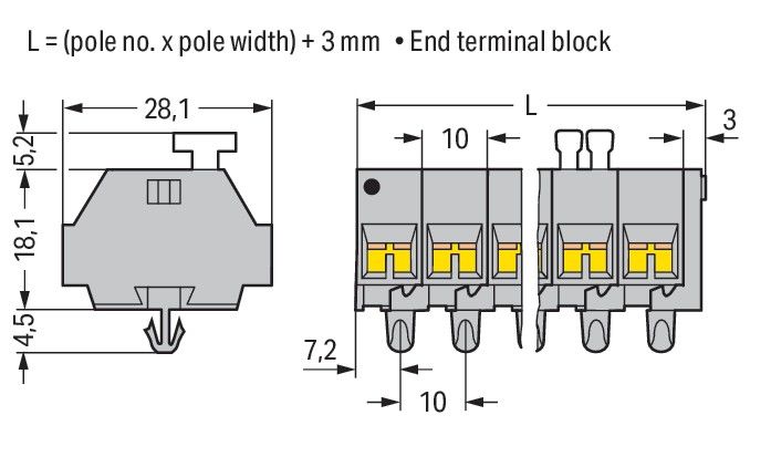 4-Leiter-Klemmenleiste 261-254/332-000