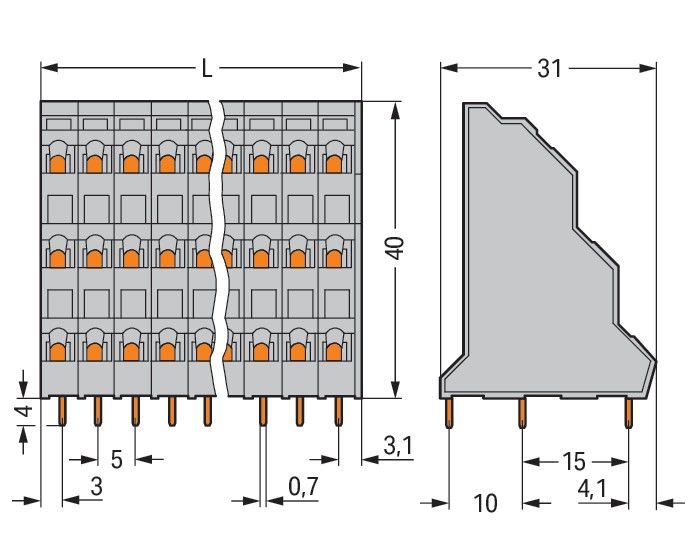 Dreistock-Leiterplattenkl. 737-124
