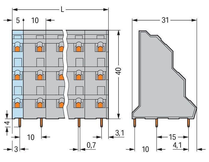 Dreistock-Leiterplattenkl. 737-708