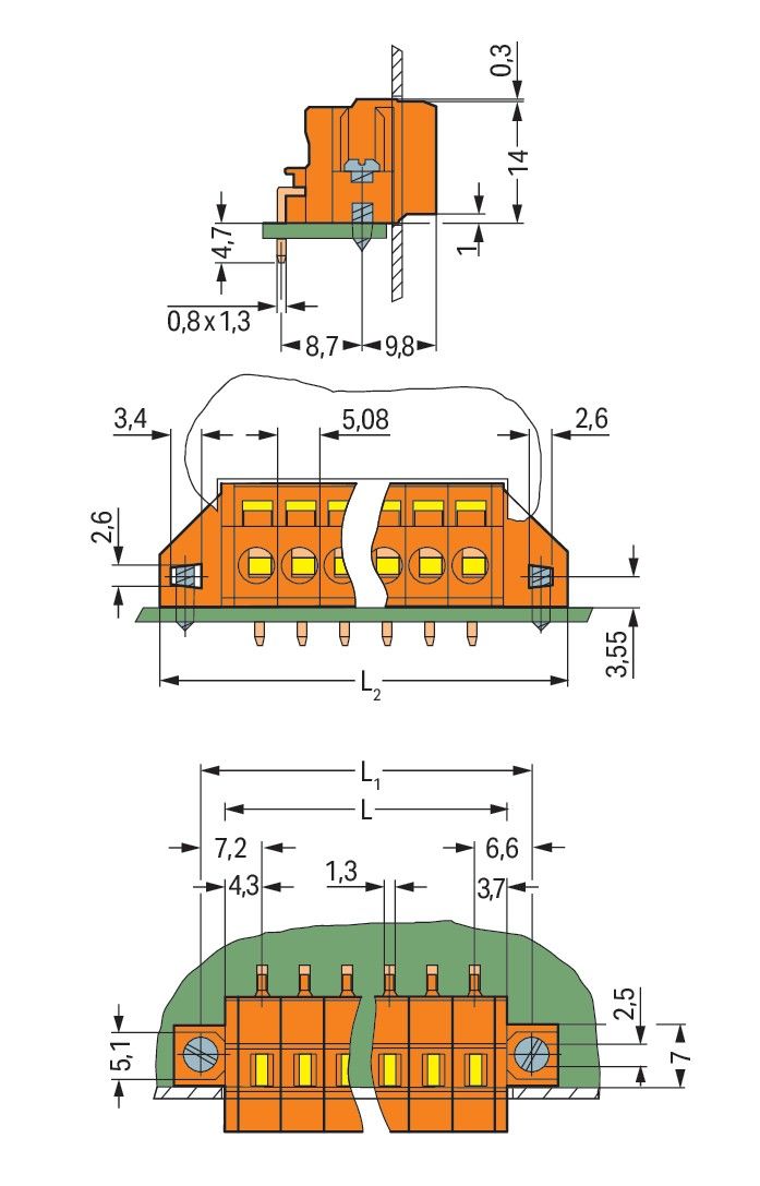 Leiterplattenklemme 231-634/017-000