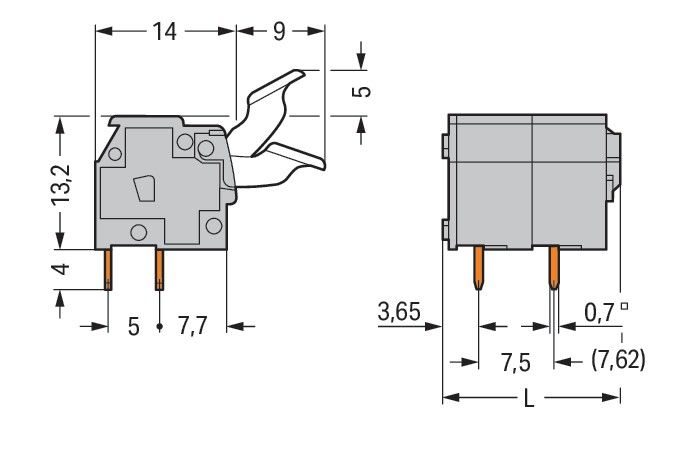 Leiterplattenklemme 255-510/333-000