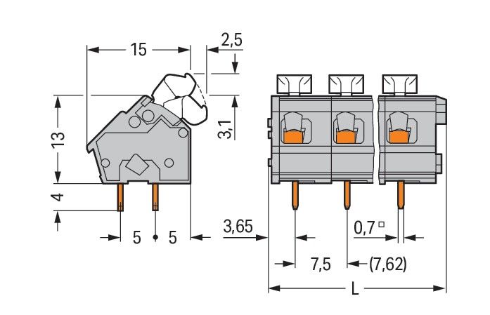 Leiterplattenklemme 256-502/334-000