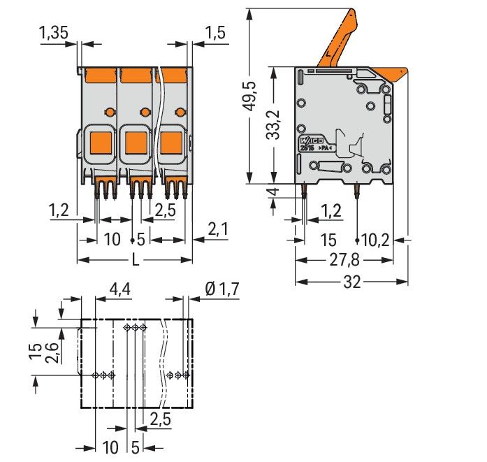 Leiterplattenklemme 2616-1102/010-000