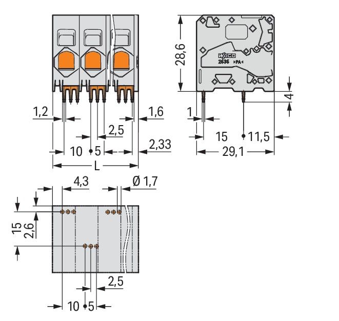 Leiterplattenklemme 2636-1108/020-000