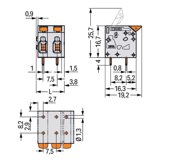 Leiterplattenklemme,Hebel 2604-1103/000-015