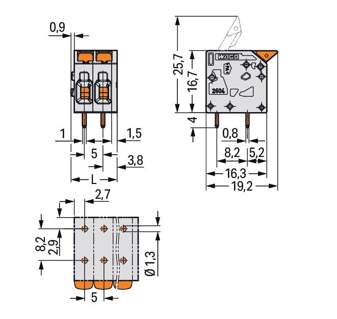 Leiterplattenklemme Hebel 2604-1107