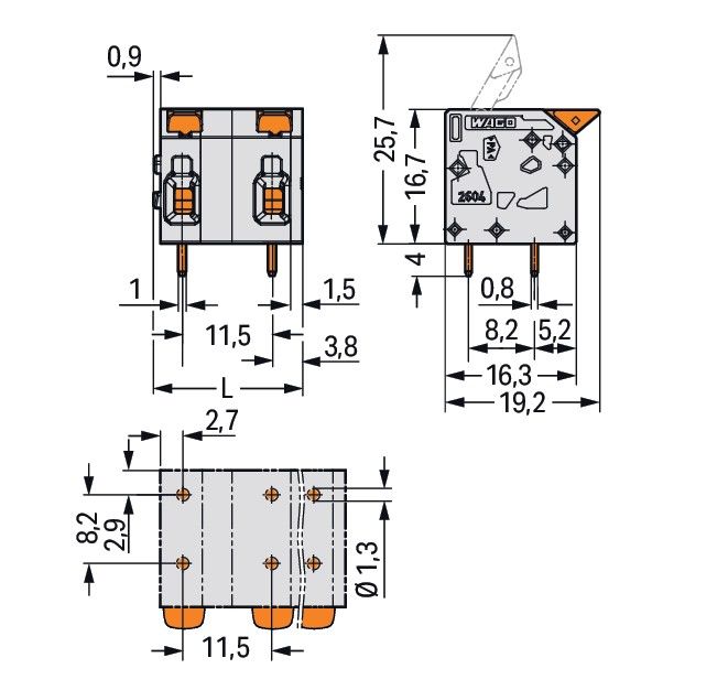 Leiterplattenklemme Hebel 2604-1510