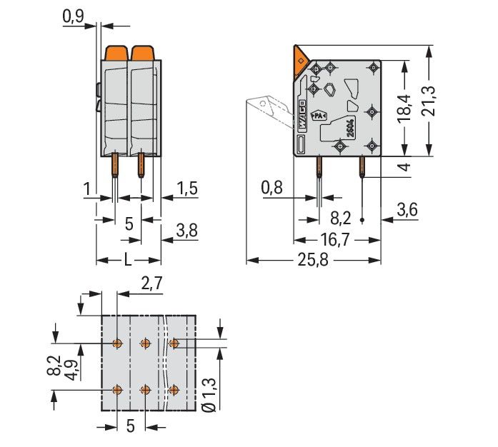 Leiterplattenklemme Hebel 2604-3108