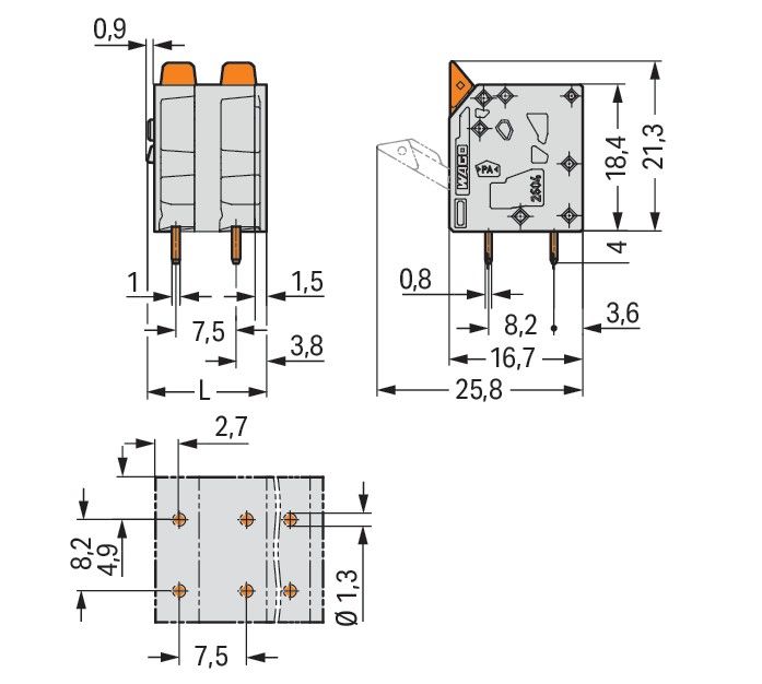 Leiterplattenklemme Hebel 2604-3311