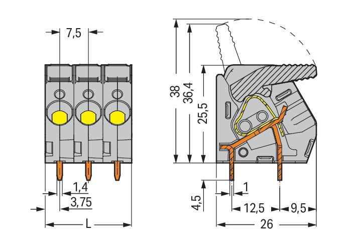 Leiterplattenklemme Hebel 2706-107/000-004