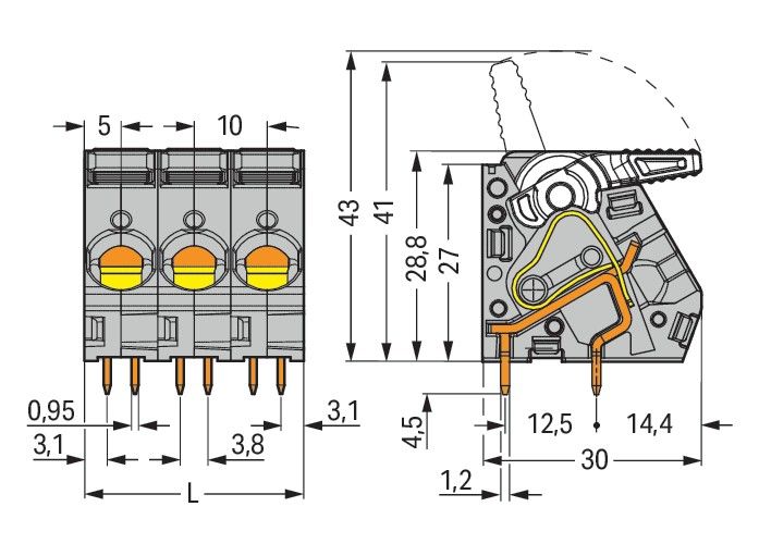 Leiterplattenklemme Hebel 2716-107