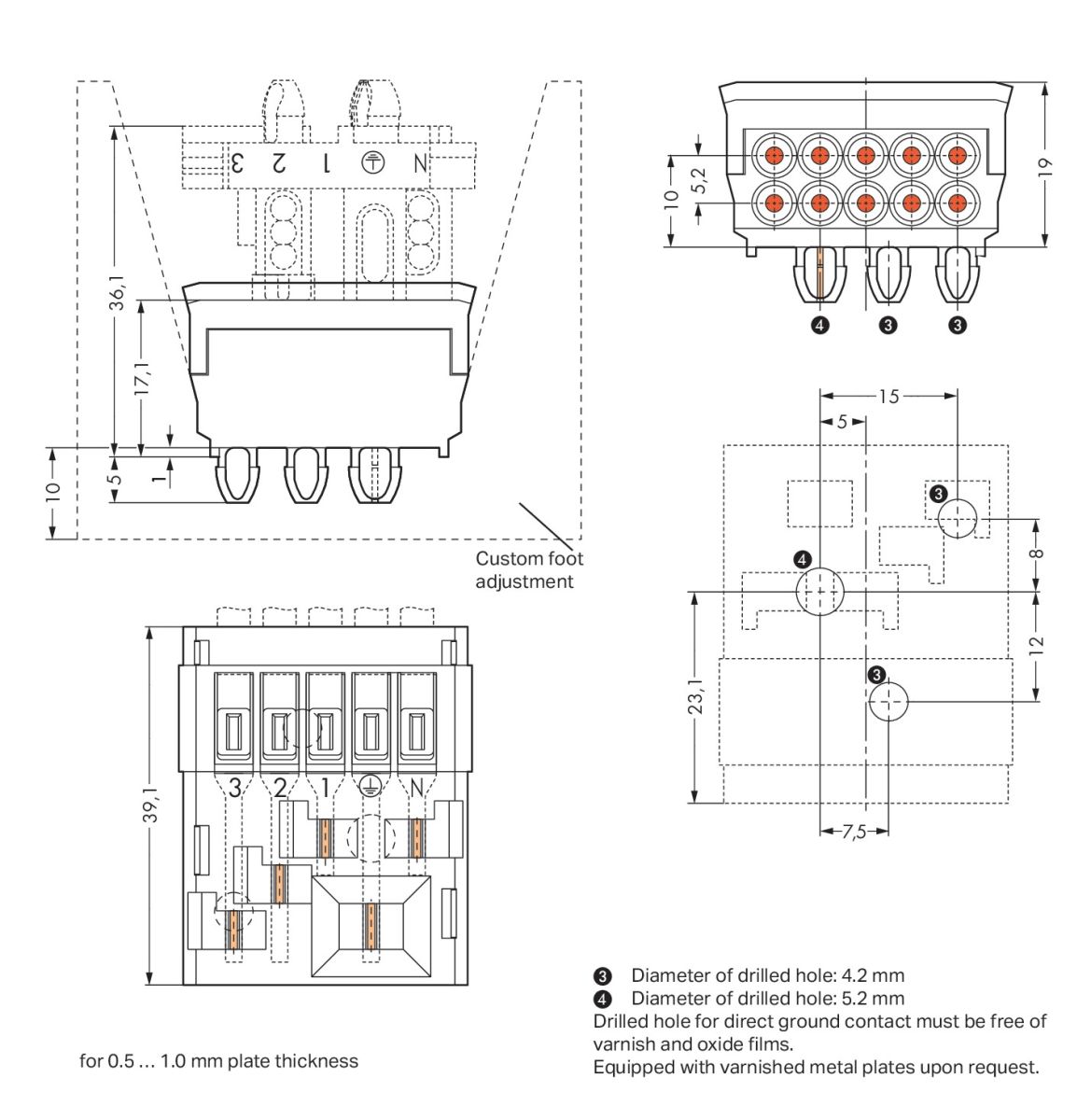 Leitungshalter o.PEKontakt 267-315