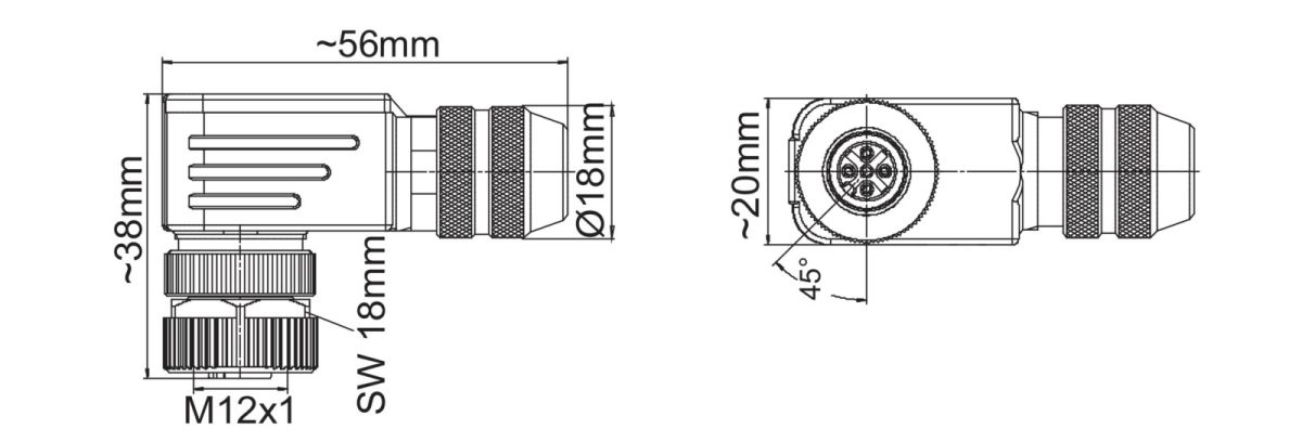 M12-Bu gewinkelt 5-polig 756-9210/060-000