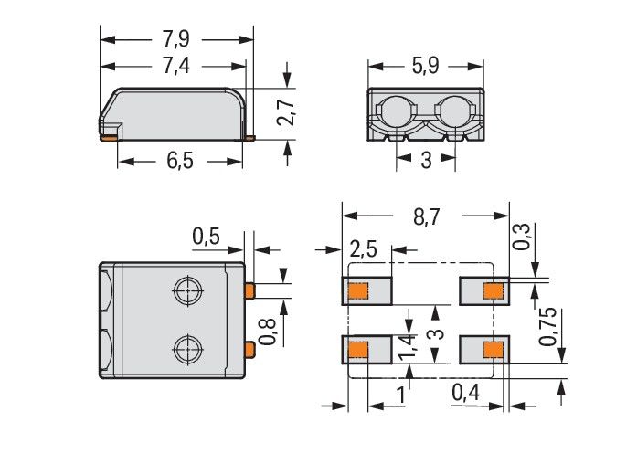 SMD-Leiterplattenklemme 2059-302/998-403
