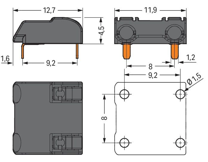 THR-Leiterplattenklemme 2060-1872/998-404
