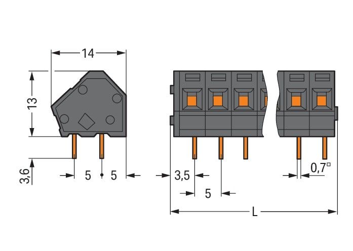 THR-Leiterplattenklemme 236-402/334-604/997-