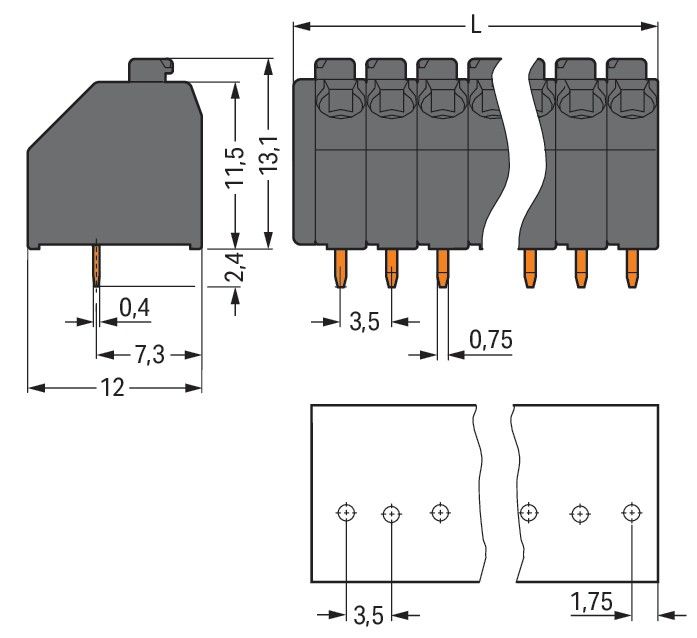 THR-Leiterplattenklemme 250-106/353-604