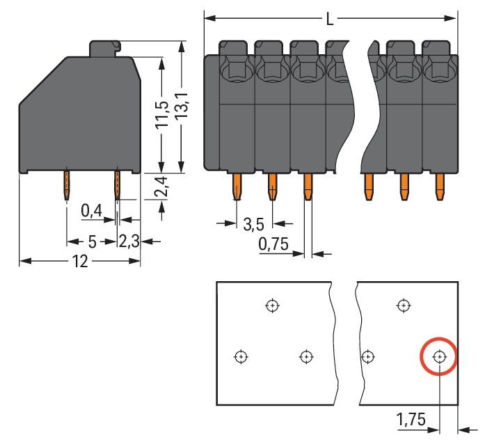 THR-Leiterplattenklemme 250-202/353-604/997-