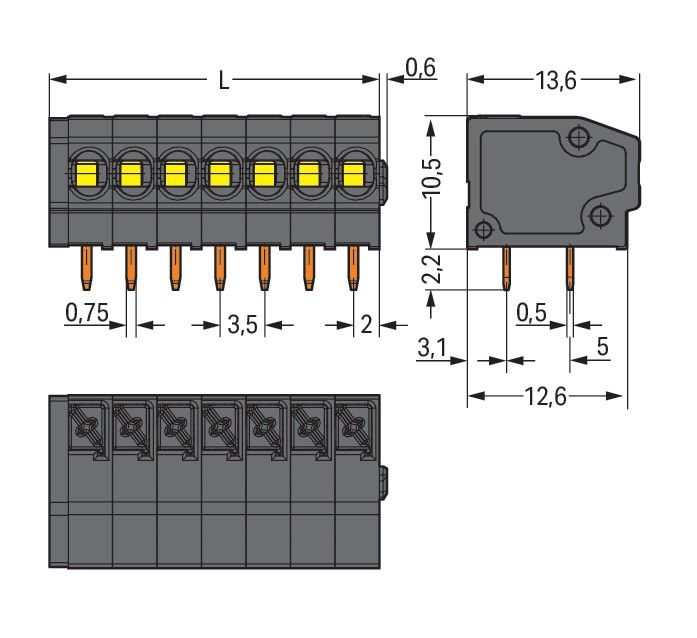 THR-Leiterplattenklemme 805-302/200-604/997-
